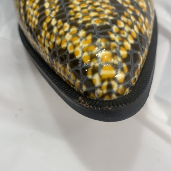 WOMEN’S Dingo Yellow Black Snakeskin Leather Healed Bootie Size 7.5M - Picture 10 of 12